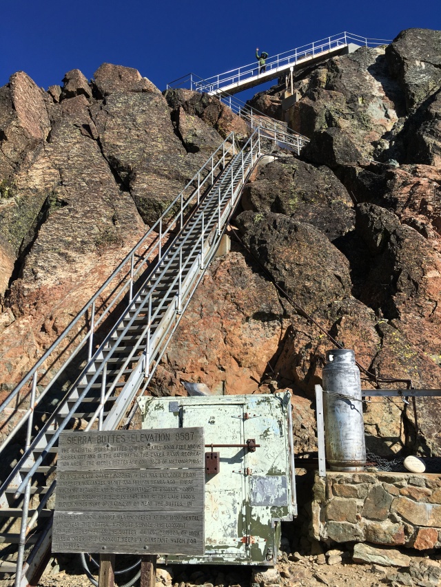 Stairs leading up to the top of the Sierra Buttes lookout tower.